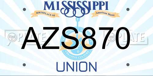AZS870 Mississippi License Plate