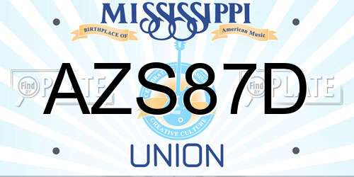 AZS87D Mississippi License Plate