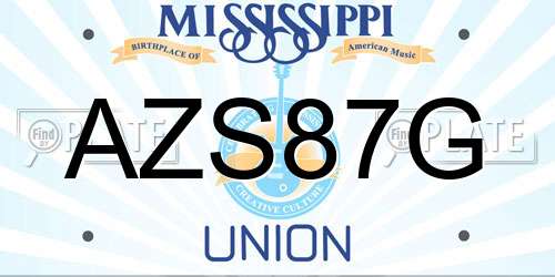 AZS87G Mississippi License Plate