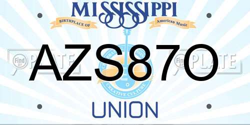 AZS87O Mississippi License Plate