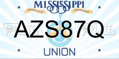 AZS87Q Mississippi License Plate
