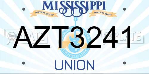 AZT3241 Mississippi License Plate
