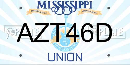 AZT46D Mississippi License Plate