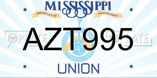 AZT995 Mississippi License Plate