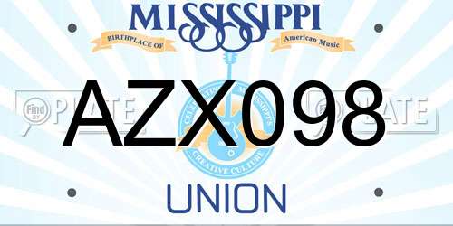 AZX098 Mississippi License Plate