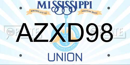 AZXD98 Mississippi License Plate
