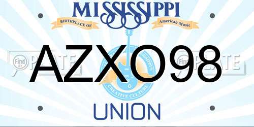 AZXO98 Mississippi License Plate