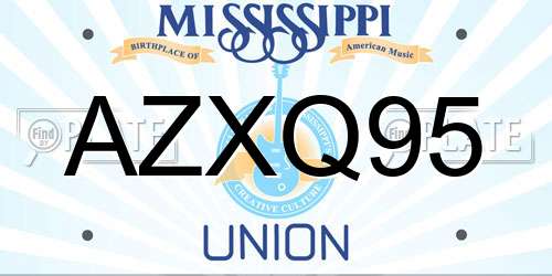 AZXQ95 Mississippi License Plate