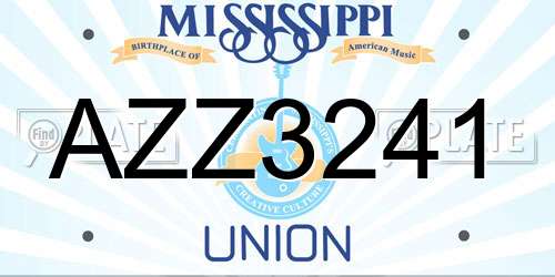 AZZ3241 Mississippi License Plate