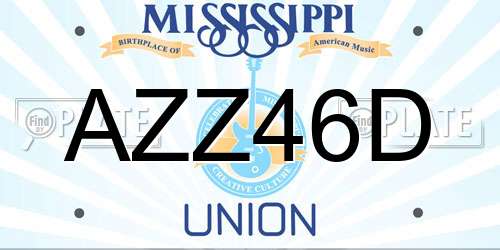 AZZ46D Mississippi License Plate