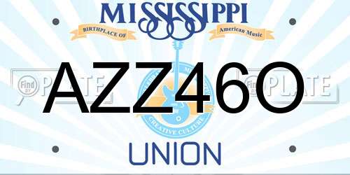 AZZ46O Mississippi License Plate