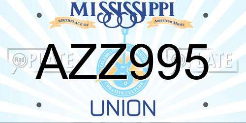 AZZ995 Mississippi License Plate