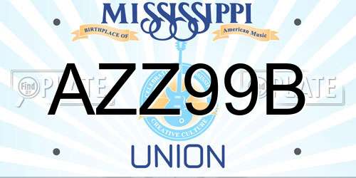 AZZ99B Mississippi License Plate
