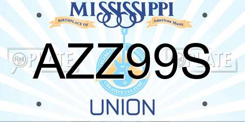 AZZ99S Mississippi License Plate