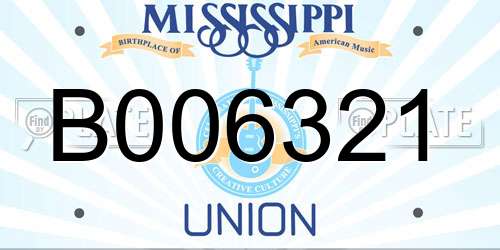 B006321 Mississippi License Plate