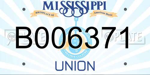 B006371 Mississippi License Plate
