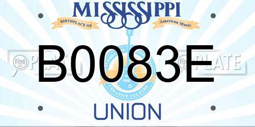 B0083E Mississippi License Plate