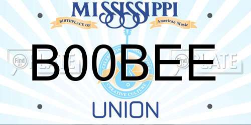 B00BEE Mississippi License Plate