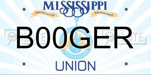 B00GER Mississippi License Plate