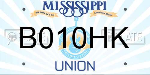 B010HK Mississippi License Plate