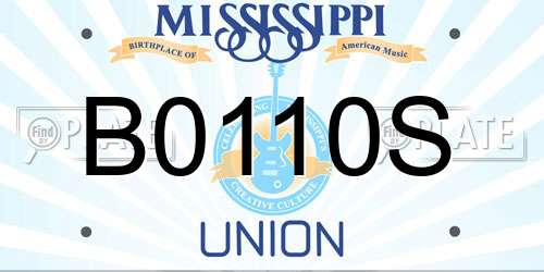B0110S Mississippi License Plate