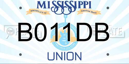 B011DB Mississippi License Plate