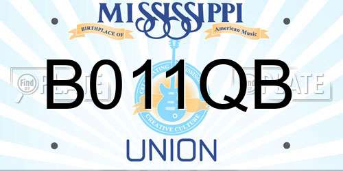B011QB Mississippi License Plate