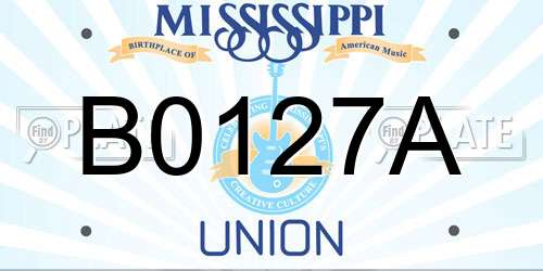 B0127A Mississippi License Plate