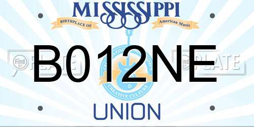 B012NE Mississippi License Plate
