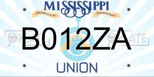 B012ZA Mississippi License Plate