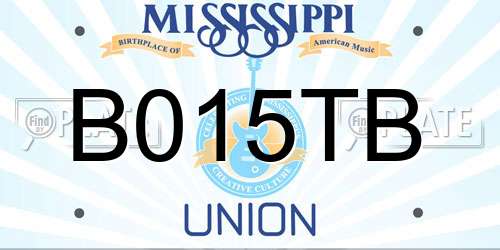 B015TB Mississippi License Plate
