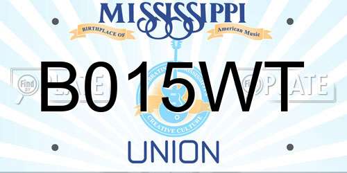 B015WT Mississippi License Plate