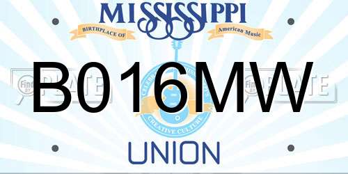 B016MW Mississippi License Plate