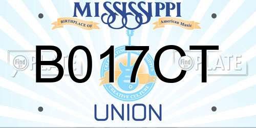 B017CT Mississippi License Plate