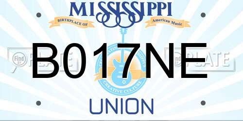 B017NE Mississippi License Plate