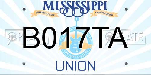 B017TA Mississippi License Plate