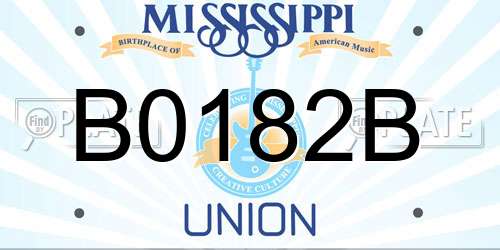 B0182B Mississippi License Plate