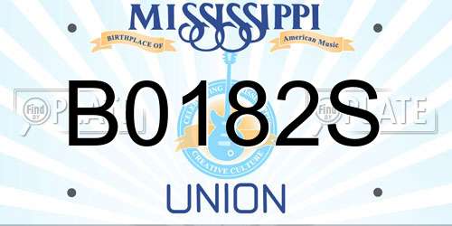 B0182S Mississippi License Plate