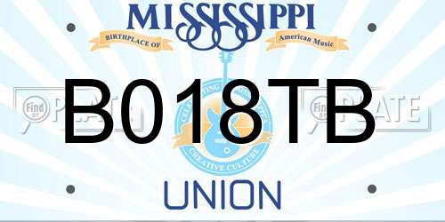B018TB Mississippi License Plate