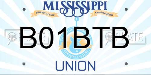 B01BTB Mississippi License Plate
