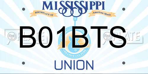 B01BTS Mississippi License Plate