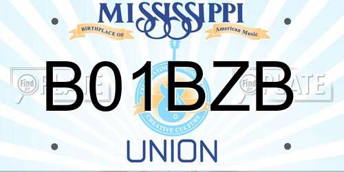 B01BZB Mississippi License Plate