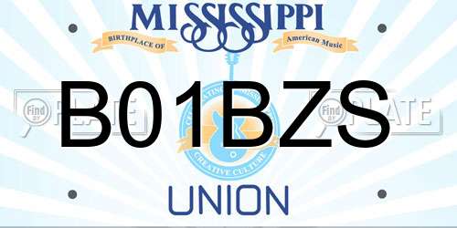 B01BZS Mississippi License Plate