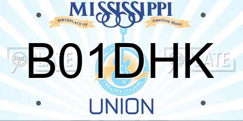 B01DHK Mississippi License Plate
