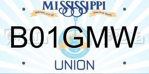 B01GMW Mississippi License Plate