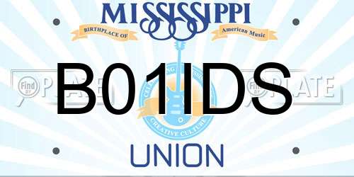 B01IDS Mississippi License Plate