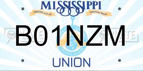 B01NZM Mississippi License Plate