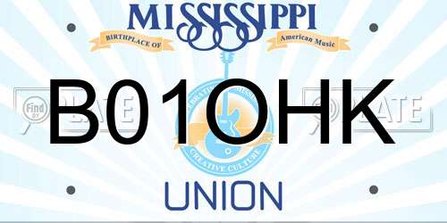 B01OHK Mississippi License Plate
