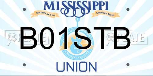 B01STB Mississippi License Plate