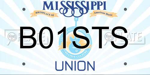 B01STS Mississippi License Plate